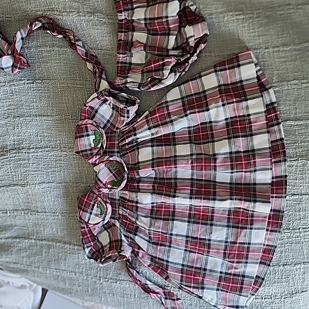 Plaid Baby Christmas Dress with Bloomers